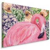 Plátno Flamingo A Květiny