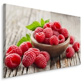 Plátno Čerstvé Maliny Na Dřevěném Stole