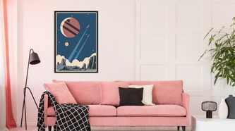 Obraz v rámu Rakety A Hvězdy V Retro Stylu různé rozměry hliníkový rám černá