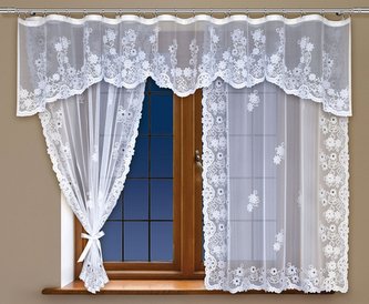 Dekorační komplet žakárových záclon s řasící páskou JANET bílá 65x300 cm + 2x 160x140 cm MyBestHome