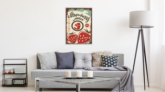 Obraz v rámu Vintage Jahodový Džus různé rozměry hliníkový rám černá