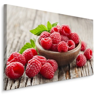 Plátno Čerstvé Maliny Na Dřevěném Stole