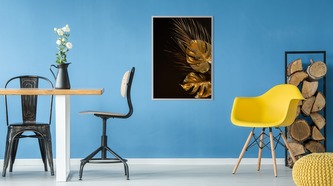 Obraz v rámu Zlaté Listy Monstery různé rozměry hliníkový rám stříbrná