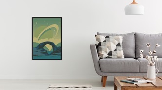 Obraz v rámu Vesmírná Krajina V Retro Stylu různé rozměry hliníkový rám černá