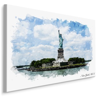 Plátno Socha Svobody Malovaná Vodovými Barvami