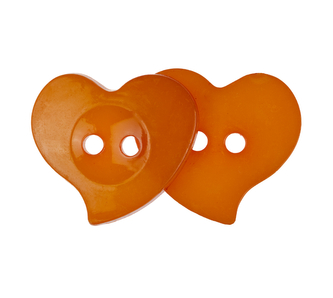 Knoflík srdce - balení po 10ks - srdce oranžové - prům.22 mm