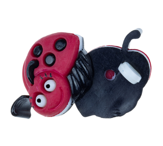 Knoflík - balení po 2ks - brouček červený - cca 22x15 mm