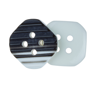 Knoflík - balení po 10ks - bílý s hnědými proužky - 13,5x13,5 mm