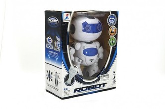Robot RC chodící plast 20cm na baterie se světlem se zvukem v krabici 22x26x10,5cm