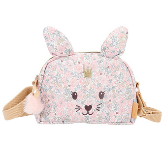 Mini kabelka Princess Mimi, Růžová s králíčkem, květinový vzor