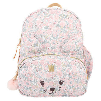 Mini batůžek Princess Mimi, Růžový s králíčkem, květinový vzor