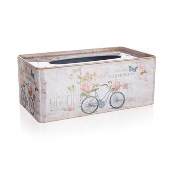 HOME DECOR Krabička na papírové kapesníky plechová BICYCLE 24 x 13 x 9,5 cm