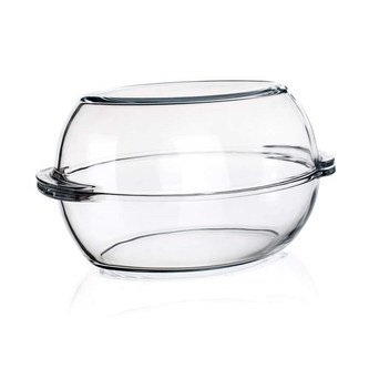 BORCAM Pekáč skleněný oválný s víkem 6 l