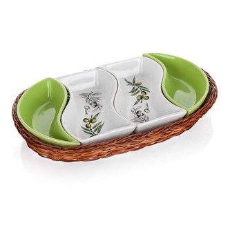 BANQUET Tác v košíku OLIVES 30,5 cm, 4 dílů, OK