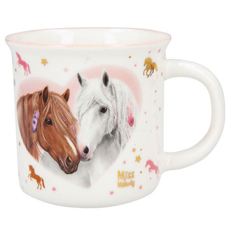 Dárkový hrneček Miss Melody, Vínový, se vzorem koní a hvězd