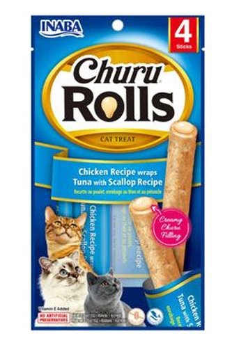 Churu Cat Rolls Chicken wraps&Tuna+Scallop cr. 4x10g