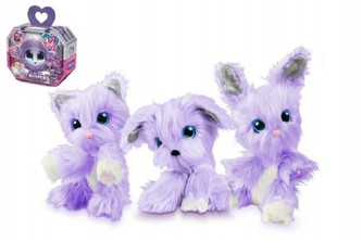 Zvířátko FUR BALLS plyš Touláček VIOLET pejsek/kočka/králík fialový s doplňky v krabici 24x20x10cm