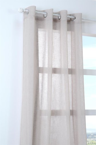 Dekorační záclona s kroužky režného vzhledu PALOMA natural 140x260 cm (cena za 1 kus) France