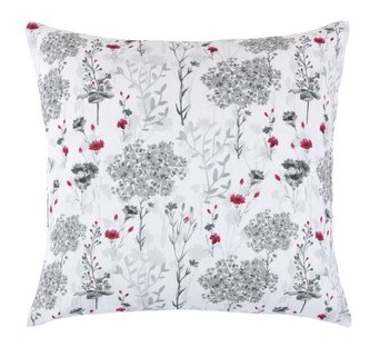 Polštářek DITA - větvička šedá - šedá, červená, bílá - 45x45 cm