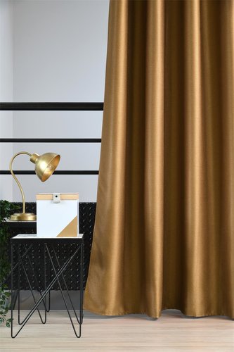 Dekorační závěs "BLACKOUT" zatemňující s kroužky EDIMBOURGH (cena za 1 kus) 140x260 cm, mustard/hořčicová, France