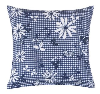 Polštářek DITA - kostička modrá s květem - 45x45 cm