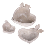 Srdce betónové s ptáčky - pítko či obal na květiny. Sada 3ks.