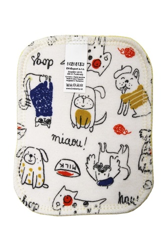 BIO Látkový ubrousek S (9x12cm) - Haf a mňau a biobavlněné froté (GOTS)