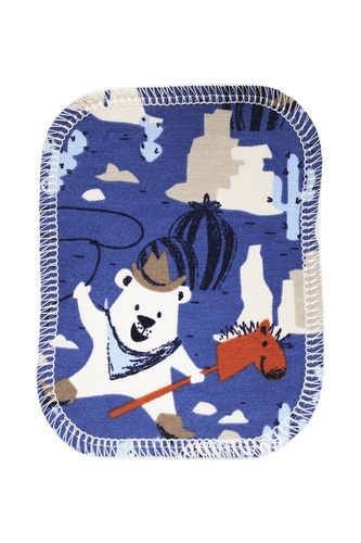 BIO Látkový ubrousek S (9x12cm) - Medvěd kovboj a biobavlněné froté (GOTS)