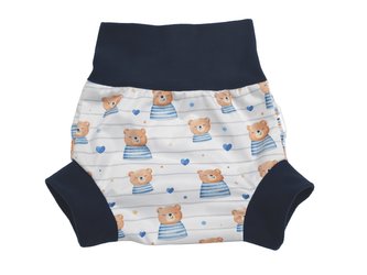 Natahovací svrchní kalhotky PUL - Medvěd námořník__VELIKOST:S (4-7kg)