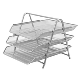 Drátěný stojan s 3 listovými zásuvkami, stříbrný