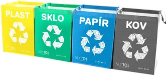 Tašky na tříděný odpad SORT EASY 4 METAL, 30x30x40cm, 4x36l, 4ks SIXTOL Tašky na tříděný odpad SORT EASY 4 METAL, 30x30x40cm, 4x36l, 4ks SIXTOL
