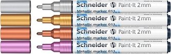 Akrylové popisovače "Paint-It 011", 4 kovové barvy, 2 mm, SCHNEIDER ML01111501