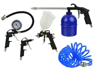 Sada foukacích a stříkacích pistolí s hadicí, 5 ks GEKO Sada foukacích a stříkacích pistolí s hadicí, 5 ks GEKO
