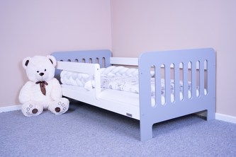 Dětská postel se zábranou New Baby ERIK 160x80 cm bílo-šedá