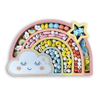 Korálky dřevěné Duha