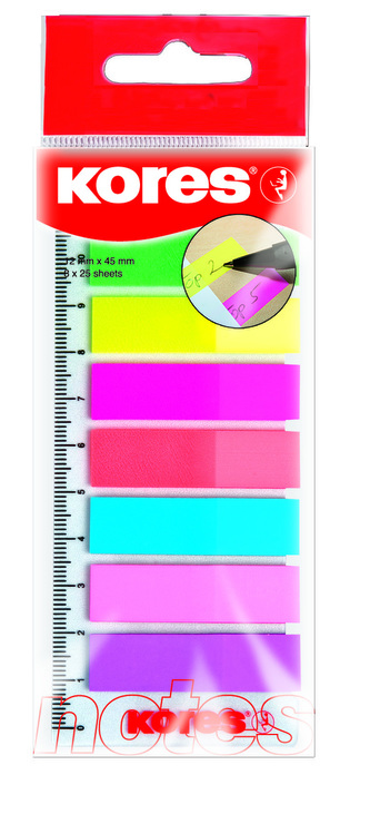 Neonové záložky Index Strips "Podepiš zde" na pravítku 45x12 mm / 8 barev / 25 lístků á barva