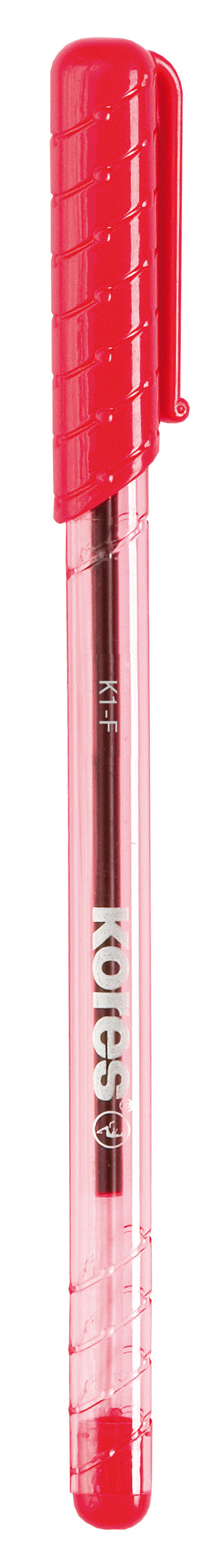 K1 Pen, transparentní, trojhranné, šíře F-0,7 mm, červená