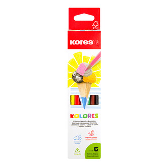 Trojhranné pastelky KOLORES, 3 mm / 6 barev