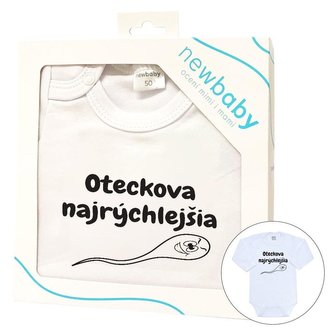 Body s potiskem New Baby Oteckova najrýchlejšia - darčekové balenie - velikost 68 (4-6m)