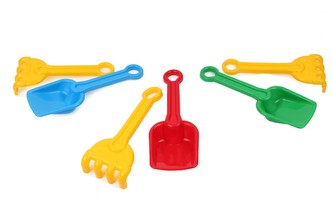 Sada na písek 2ks plast lopatka + hrabičky 4 barvy 8x22cm 12m+