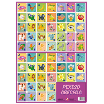 Pexeso Abeceda papírové společenská hra 32 obrázkových dvojic 24,5x34,5cm