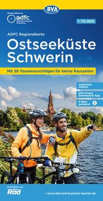 ADFC-Regionalkarte Ostseeküste Schwerin, 1:75.000, mit Tagestourenvorschlägen, reiß- und wetterfest, E-Bike-geeignet, GPS-Tracks