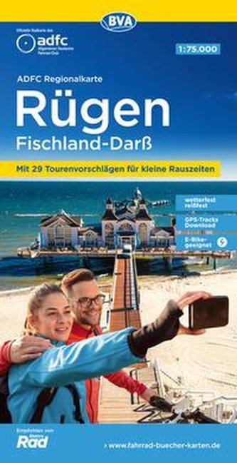 ADFC-Regionalkarte Rügen Fischland-Darß, 1:75.000, mit Tagestourenvorschlägen, reiß- und wetterfest, E-Bike-geeignet, GPS-Tracks