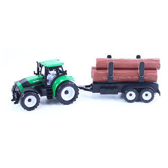traktor s vlečkou na dřevo v krabici