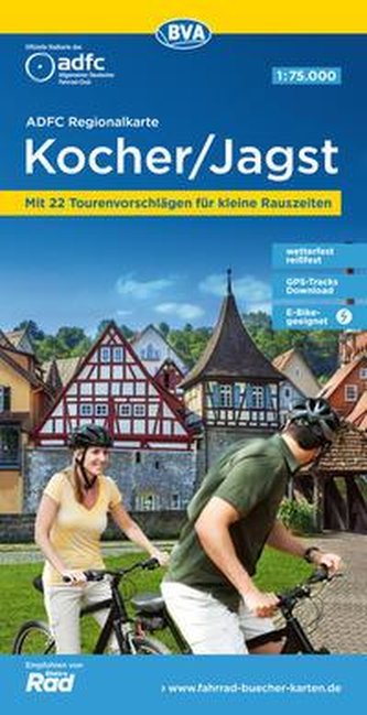 ADFC-Regionalkarte Kocher/ Jagst, 1:75.000, mit Tagestourenvorschlägen, reiß- und wetterfest, E-Bike-geeignet, GPS-Tracks-Downlo