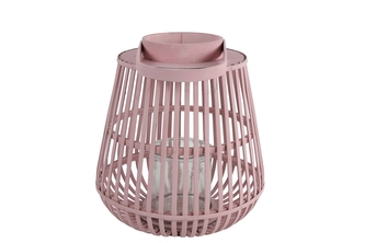 Dřevěná lucerna růžová Aira S 34x31 cm