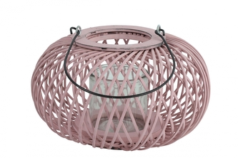 Proutěná lucerna Lena 17x27 cm, růžová