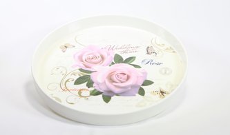 podnos d34cm dekorační, KVĚTY, melamin