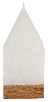 Svíčka rustik 60x60x120 DOMEČEK bílá/zlatá