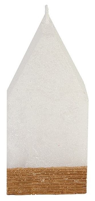 Svíčka rustik 60x60x120 DOMEČEK bílá/zlatá